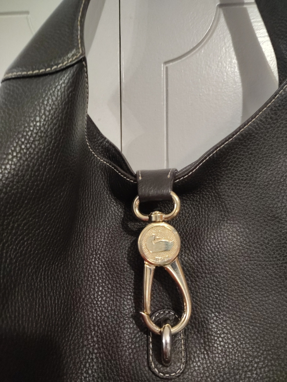 Dooney And Bourke Classic Brown Leather Hobo Bag with Gold Hardware Purse - Picture 9 of 9